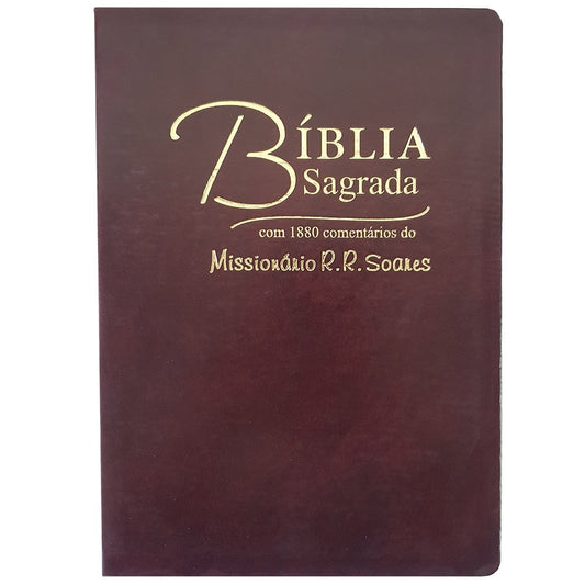 Bíblia Sagrada Comentada Missionário R R Soares | ARC |Letra Grande | Capa Luxo Vinho