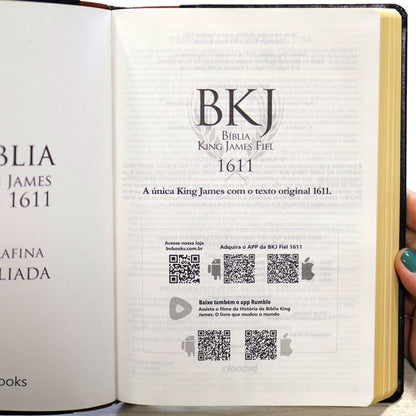 Bíblia King James 1611 Ultrafina Ampliada | Letra Normal | Capa Marrom e Preta