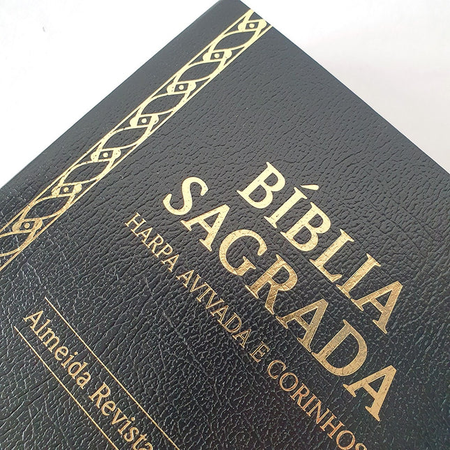 Bíblia Sagrada Harpa Avivada e Corinhos | ARC | Letra Hipergigante | Coverbook Luxo Preta