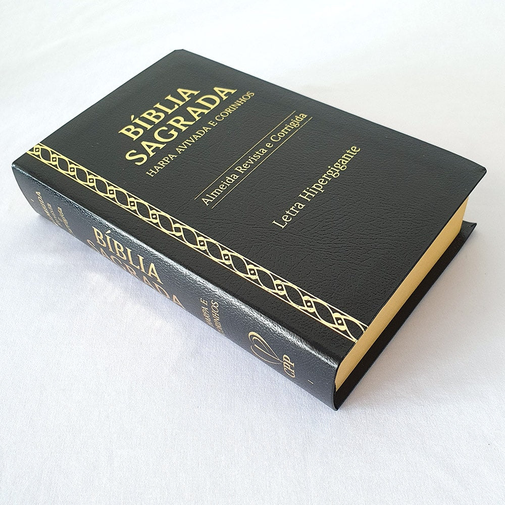 Bíblia Sagrada Harpa Avivada e Corinhos | ARC | Letra Hipergigante | Coverbook Luxo Preta