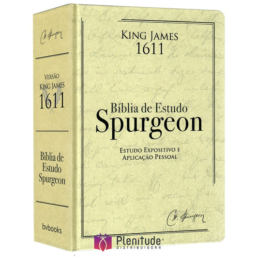 Bíblia de Estudo Spurgeon | King James 1611 | Letra Grande | Luxo | Creme