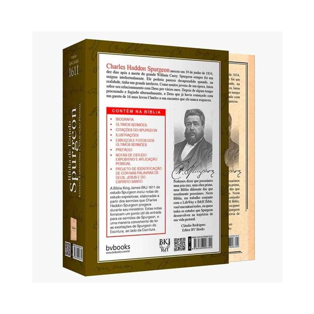 Bíblia de Estudo Spurgeon | King James 1611 | Letra Grande | Luxo | Creme