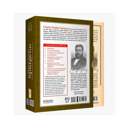 Bíblia de Estudo Spurgeon | King James 1611 | Letra Grande | Luxo | Creme