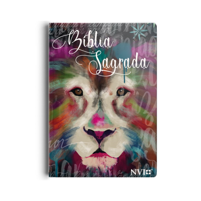 Bíblia Sagrada Slim Leão Artístico | NVI | Letra Maior | Semi Luxo