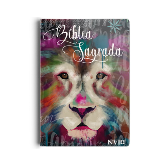 Bíblia Sagrada Slim Leão Artístico | NVI | Letra Maior | Semi Luxo