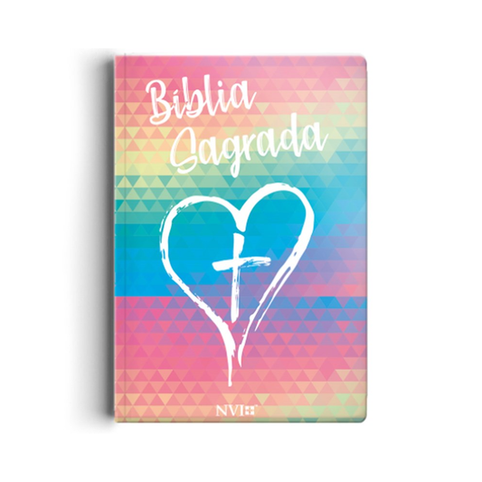 Bíblia Sagrada Slim Coração Color | NVI | Letra Maior | Semi Luxo
