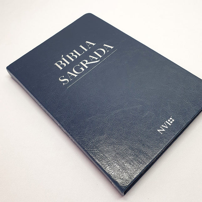 Bíblia Sagrada Slim | NVI | Letra Maior | PU Semi Luxo Azul