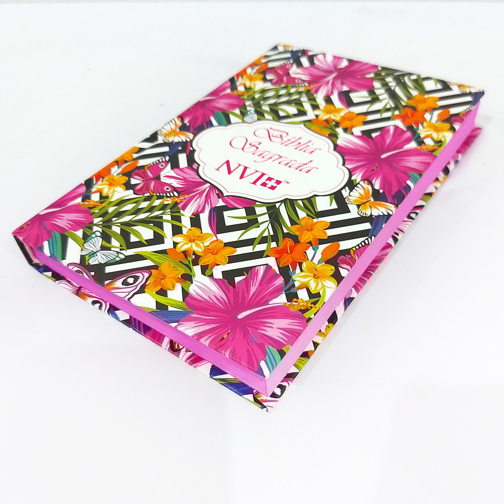 Bíblia Sagrada Slim Flores Hibisco | NVI | Letra Normal | Capa Dura