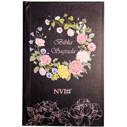 Bíblia Sagrada Slim Contorno Rosas Pretas | NVI | Letra Normal | Capa Dura