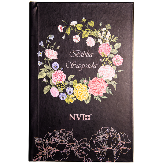 Bíblia Sagrada Slim Contorno Rosas Pretas | NVI | Letra Normal | Capa Dura