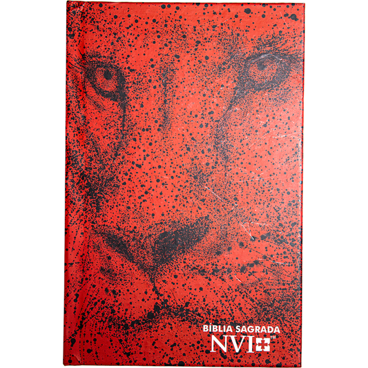 Bíblia Sagrada Slim Leão Pontilhismo Vermelho | NVI | Letra Normal | Capa Dura