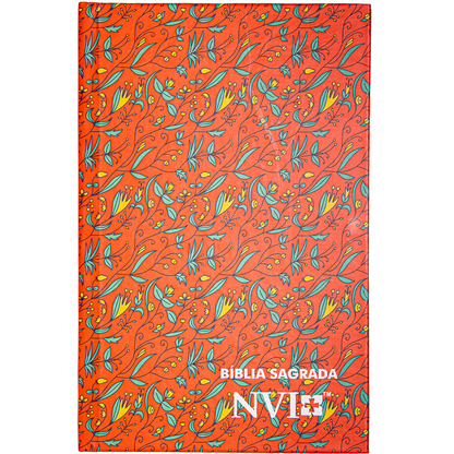Bíblia Sagrada Slim Floral Salmão | NVI | Letra Normal | Capa Dura