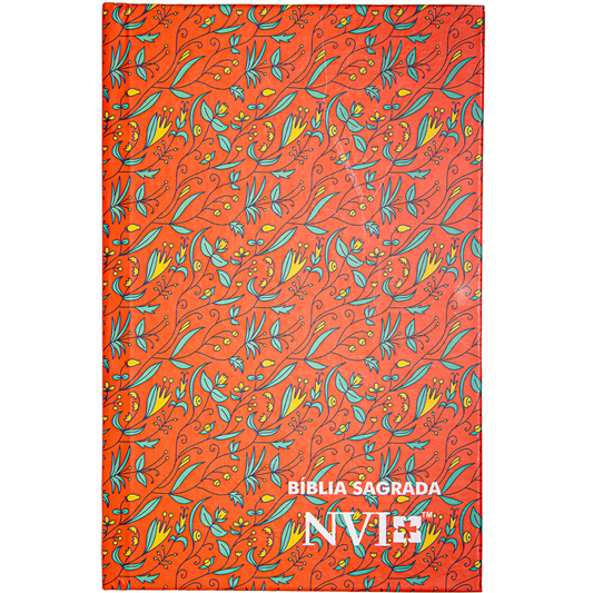 Bíblia Sagrada Slim Floral Salmão | NVI | Letra Normal | Capa Dura