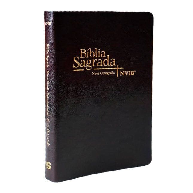 Bíblia Sagrada Slim | NVI | Letra Maior | Capa Luxo Marrom