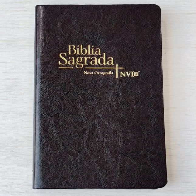 Bíblia Sagrada Slim | NVI | Letra Maior | Capa Luxo Marrom