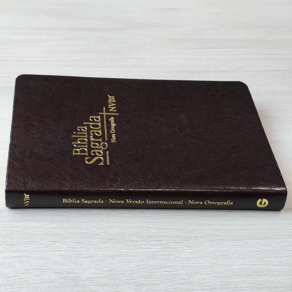 Bíblia Sagrada Slim | NVI | Letra Maior | Capa Luxo Marrom