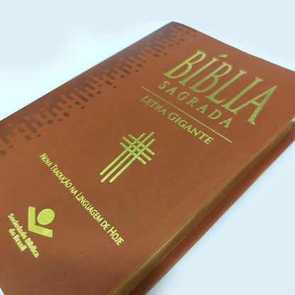 Bíblia Sagrada | NTLH | Letra Gigante | Capa Luxo Marrom Claro