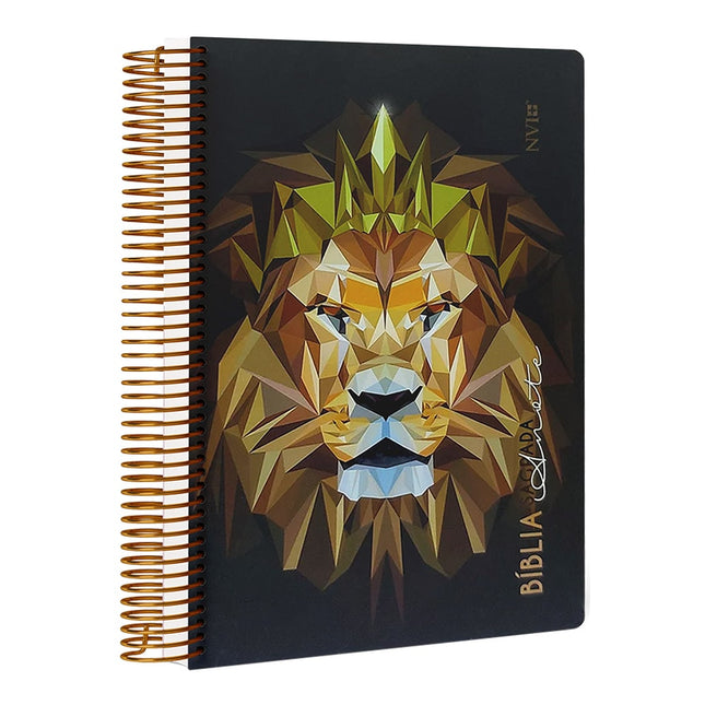 Bíblia Anote Espiral Leão Geométrico | NVI | Letra Normal | Com Espaço Para Anotações