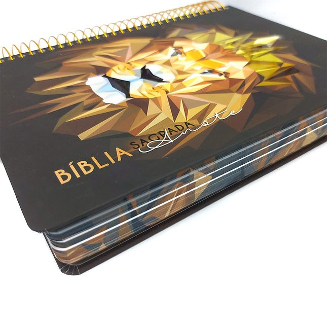 Bíblia Anote Espiral Leão Geométrico | NVI | Letra Normal | Com Espaço Para Anotações