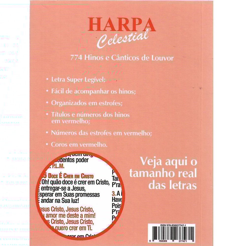 Harpa Celestial 774 |Super Legível  | Vaso Cerâmica