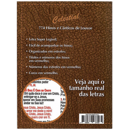 Harpa Celestial 774 |Super Legível  | Marrom