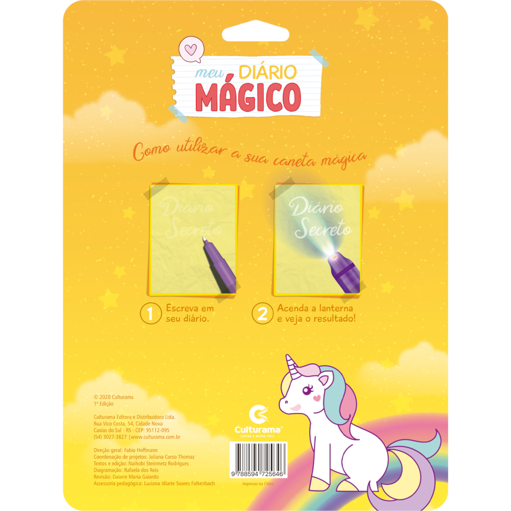 Meu Diário mágico Unicórnio | C/ Caneta Magica
