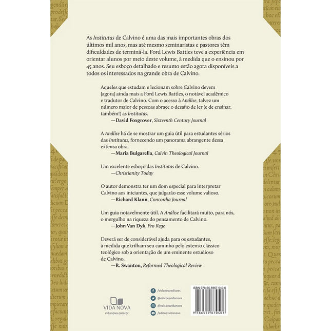 Análise das Institutas da Religião Cristã de João Calvino | Ford Lewis Battles
