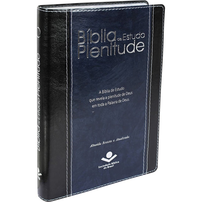Bíblia de Estudo Plenitude | Letra Normal | ARA | Capa Couro Preta e Azul