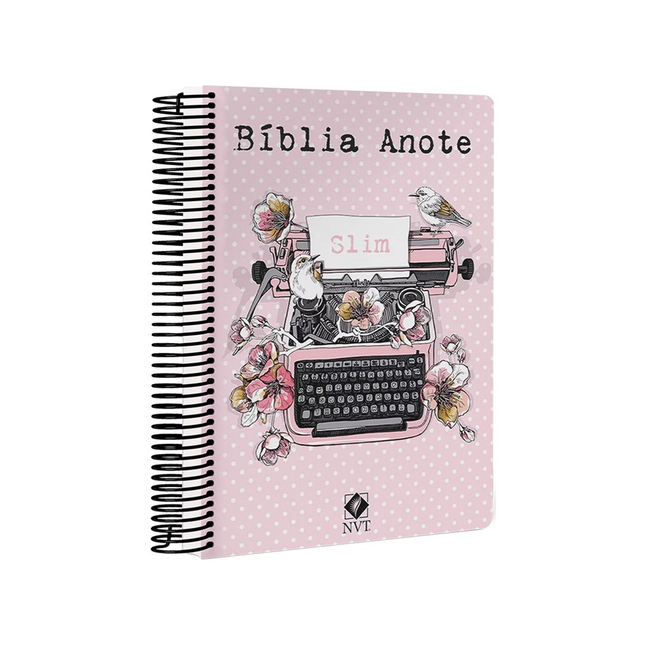 Bíblia Anote Slim Typo Rosa| NVT | Capa Dura Espiral