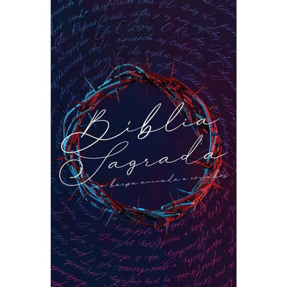 Bíblia Sagrada com Harpa Avivada e Corinhos | ARC | Capa Dura Coroa Neon