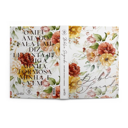 Bíblia Sagrada com Harpa Avivada e Corinhos | ARC | Capa Dura Floral Aquarela