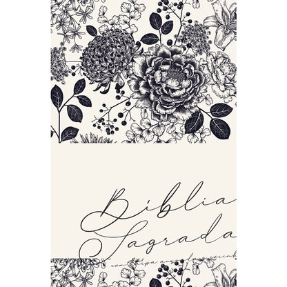 Bíblia Sagrada com Harpa Avivada e Corinhos | ARC | Capa Dura Floral Creme