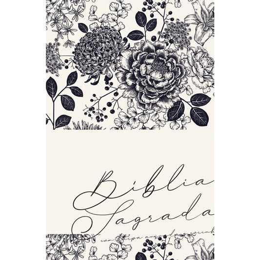 Bíblia Sagrada com Harpa Avivada e Corinhos | ARC | Capa Dura Floral Creme