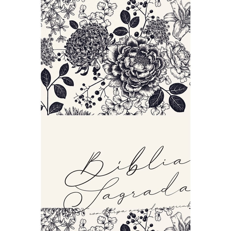 Bíblia Sagrada com Harpa Avivada e Corinhos | ARC | Capa Dura Floral Creme