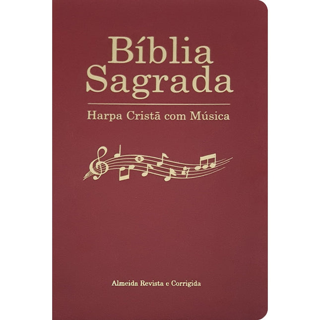 Bíblia Sagrada Harpa Cristã com Música | ARC | Capa Vinho