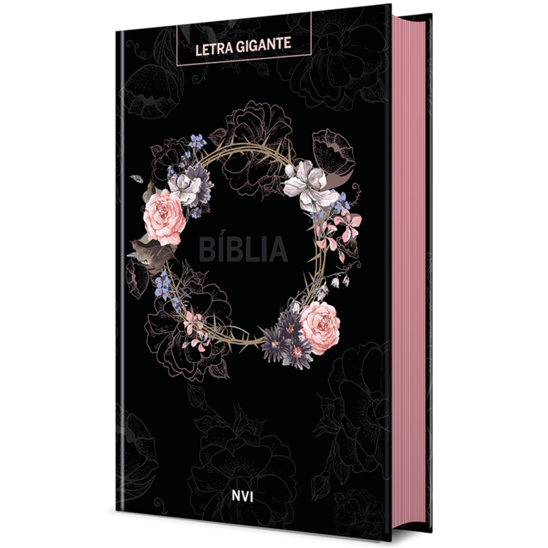 Bíblia Sagrada Flores Preta | NVI | Letra Gigante | Capa Dura