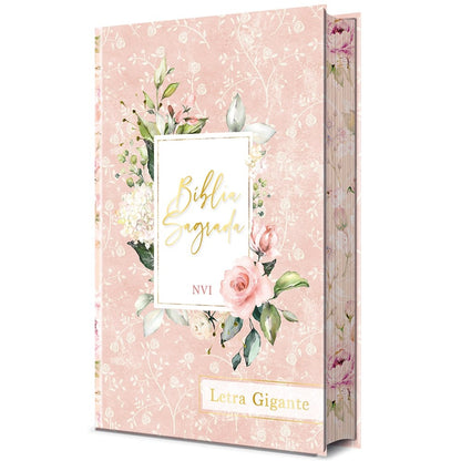 Bíblia Sagrada Flores Rosa | NVI |  Letra Gigante | Capa Dura