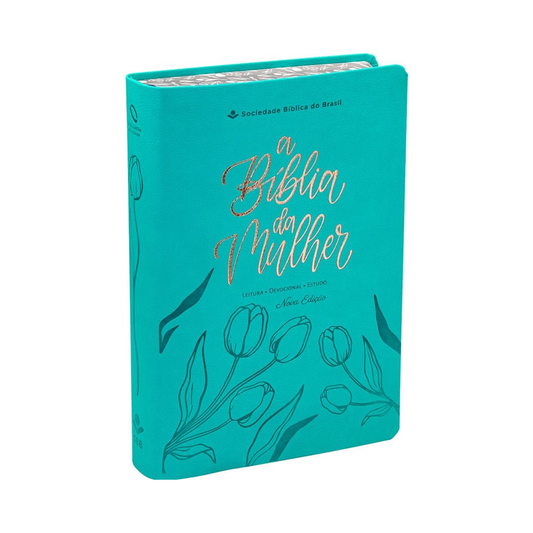 A Bíblia da Mulher | Letra Grande | NAA | Capa Luxo Turquesa