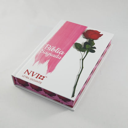 Bíblia Sagrada Botão de Rosa | NVI | Letra Gigante | Capa Dura