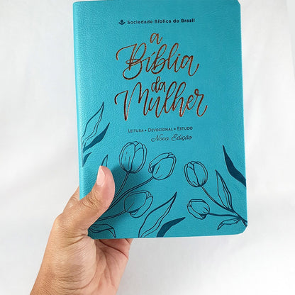 A Bíblia da Mulher | Compacta | NAA | Capa Luxo Turquesa