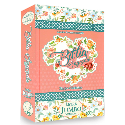 Bíblia Sagrada Letra Jumbo | ARC | Capa Dura Coração Floral