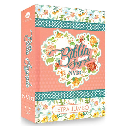 Bíblia Sagrada Letra Jumbo | NVI | Capa Dura Coração Floral