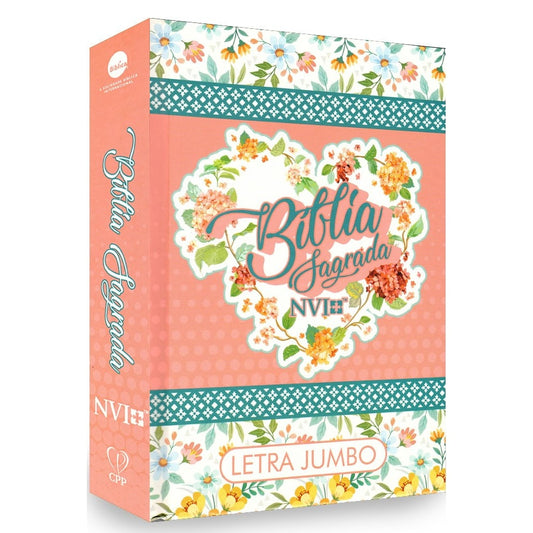 Bíblia Sagrada Letra Jumbo | NVI | Capa Dura Coração Floral