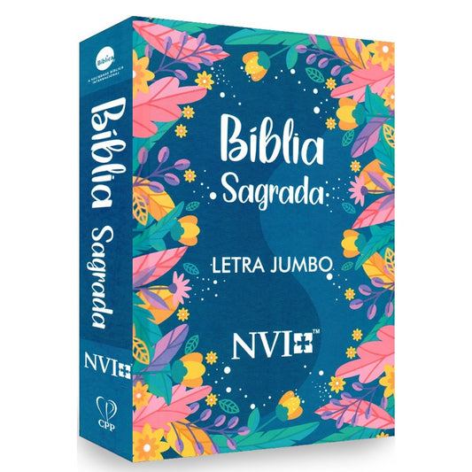 Bíblia Sagrada Letra Jumbo | NVI | Capa Dura Folhagens Azul