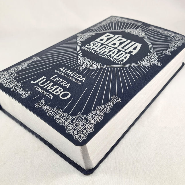 Bíblia Sagrada Letra Jumbo | ARC |  Harpa Avivada | Capa Covertex Azul