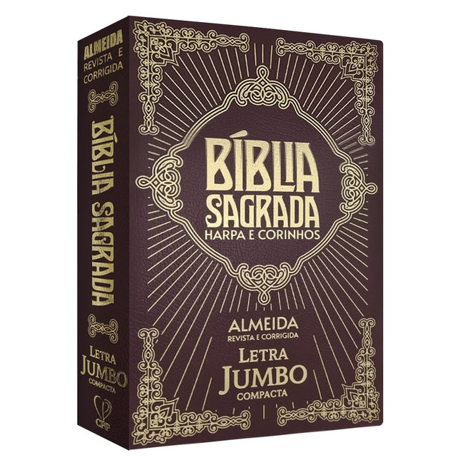 Bíblia Sagrada Letra Jumbo | ARC |  Harpa Avivada | Capa Covertex Bordo