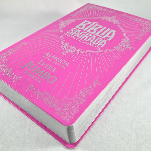 Bíblia Sagrada Letra Jumbo | ARC |  Harpa Avivada | Capa Covertex Pink