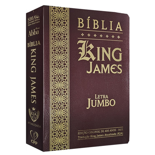 Bíblia King James Atualizada | KJA | Letra Jumbo | Capa Cover Book Bordo