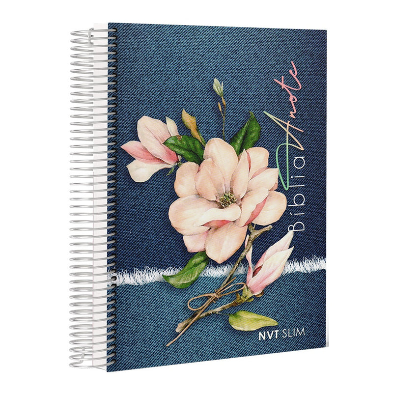 Bíblia Anote Slim | NVT | Capa Espiral Jeans Magnólia