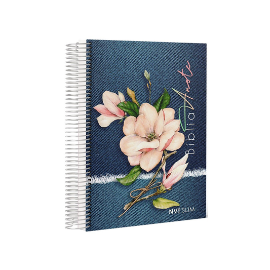 Bíblia Anote Slim | NVT | Capa Espiral Jeans Magnólia